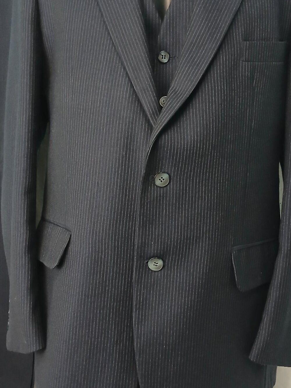 3-Piece Navy Wool PinStripe Suit - Picture 2 of 10